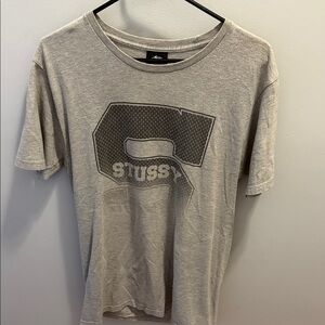 Stussy Light Gray Graphic Logo T-Shirt